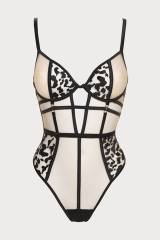 Les Nuits Folles Thong Bodysuit in Black