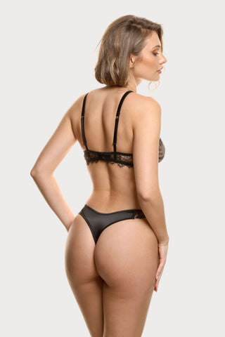 Prelude Pearl Black Lace & Satin High Neck Bra