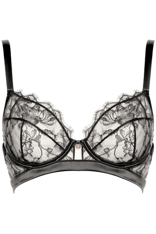 Womens Black Lace Full Cup Bra Prelude Pearl