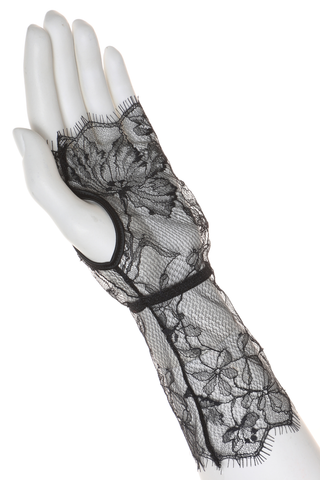 Prelude Pearl Fingerless Lace Gloves Black
