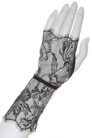 Prelude Pearl Fingerless Lace Gloves Black