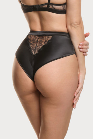 Prelude Pearl Black Lace & Satin High Waist Brief