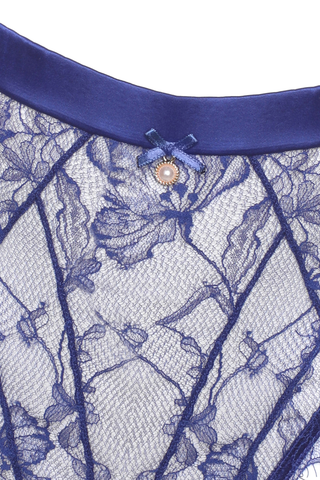 Womens Blue Lace & Satin High Waist Brief by Prelude Milano