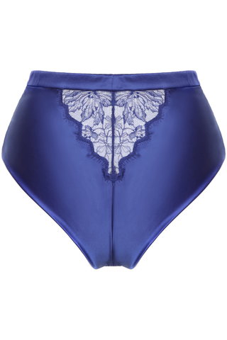 Womens Blue Lace & Satin High Waist Brief by Prelude Milano