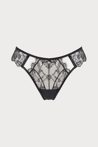 Pearl Black Thong