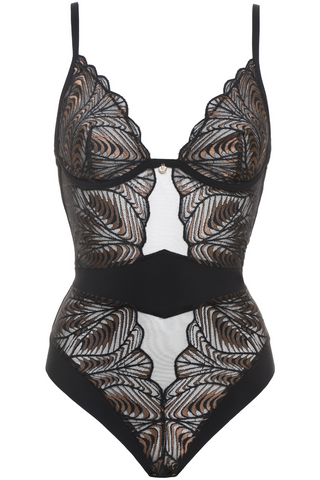 Prelude Black Lace Seduction Underwired Brazilian Bodysuit