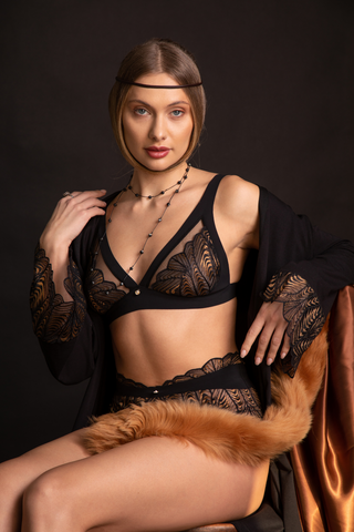 Prelude Black Lace Seduction Wireless Triangle Bra