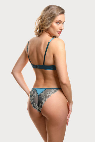 Prelude Venus Teal Satin & Embroidery Brief