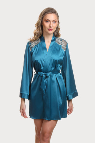 Prelude Venus Teal Satin Robe