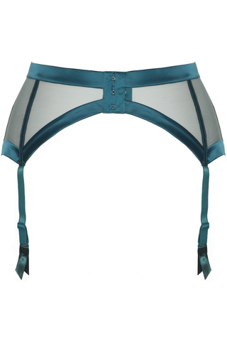 Prelude Venus Teal Suspender Belt - Luxury Embroidery Lingerie