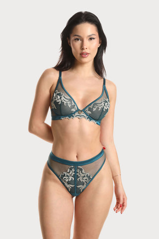 Prelude Venus Teal Embroidery Wired Triangle Bra