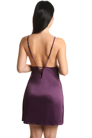 Prelude Venus Violet Babydoll - Satin Embroidery Nightie