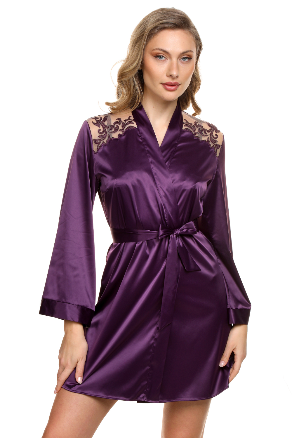 Prelude Venus Violet Satin Robe - Luxury Satin Nightwear – Naughty Knickers