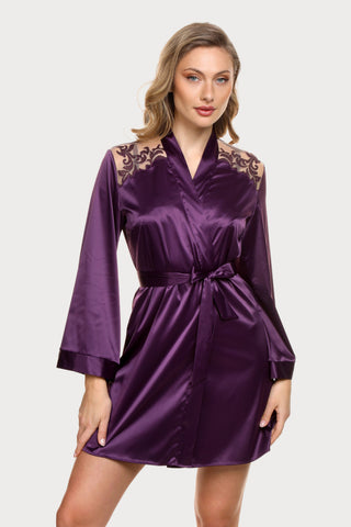 Prelude Venus Violet Satin Robe