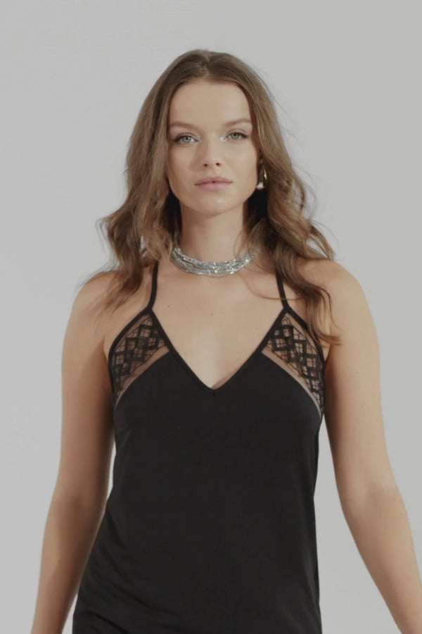 Aubade Black Modal Short Nightie with Embroidery Sweet Obsession
