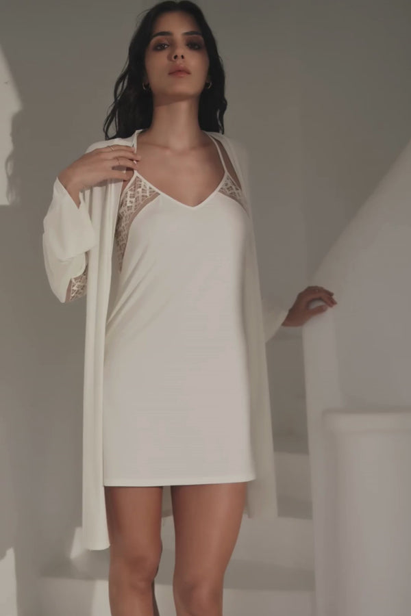Aubade Ivory Modal Short Nightie with Embroidery - Sweet Obsession