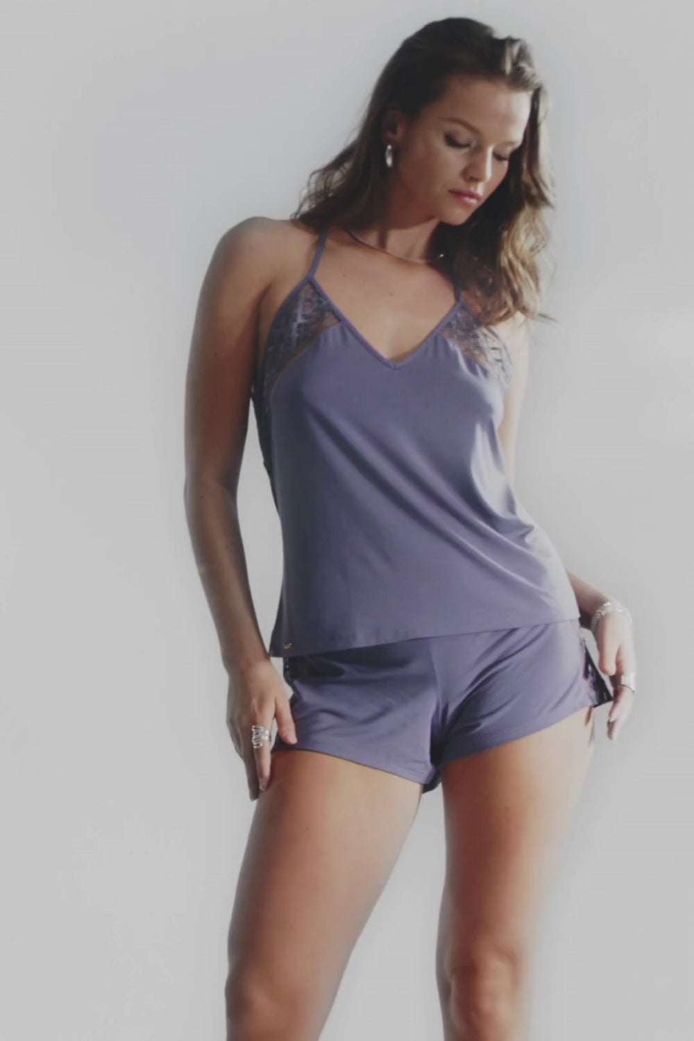 Aubade Blue Modal Shorts with Embroidery Sweet Obsession