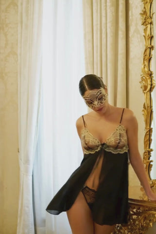 Lise Chamrel Sublime En Or Black & Gold Eye Mask