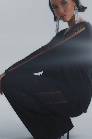 Aubade Black Modal Trousers with Embroidery Sweet Obsession