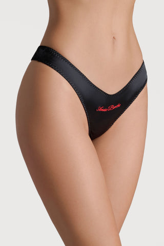 Scandale Dédicace Satin High Hips Thong Black