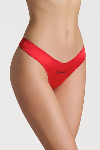 Scandale Dédicace Satin High Hips Thong Red