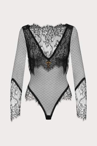 Scandale Inspiration Divine Long Sleeve Veil Thong Bodysuit