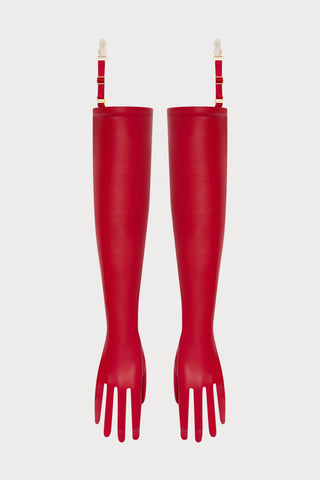 Scandale Leather Opera Gloves Red