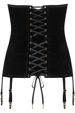 Rococo Black Velvet Corset with Suspenders