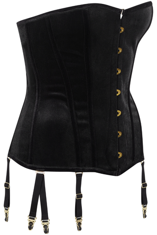 Rococo Black Velvet Corset with Suspenders