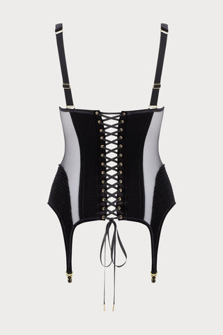 Scandale x Maison Close Rococo Black Open Corset with Suspenders - Naughty Knickers
