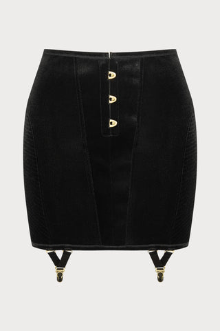 Scandale x Maison Close Rococo Black Velvet Short Skirt with Suspenders - Naughty Knickers