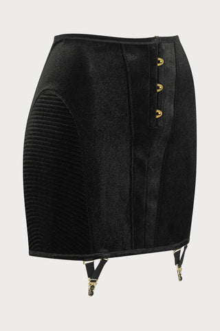 Scandale x Maison Close Rococo Black Velvet Short Skirt with Suspenders - Naughty Knickers