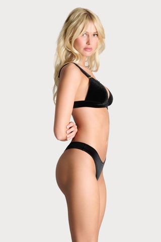 Scandale x Maison Close Rococo Black Velvet Tanga - Naughty Knickers