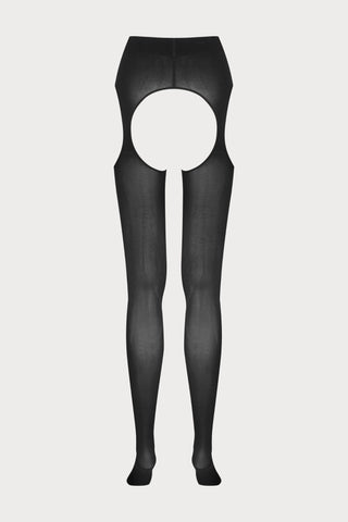 Scandale x Maison Close Strip Panty Tights Black 70 Denier - Naughty Knickers