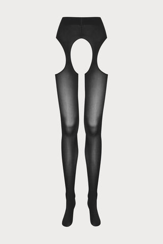 Scandale x Maison Close Strip Panty Tights Black 70 Denier - Naughty Knickers