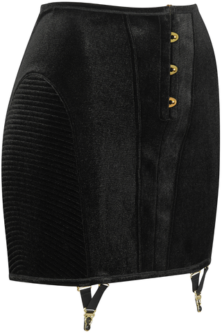 Scandale x Maison Close Rococo Black Velvet Short Skirt with Suspenders - Naughty Knickers