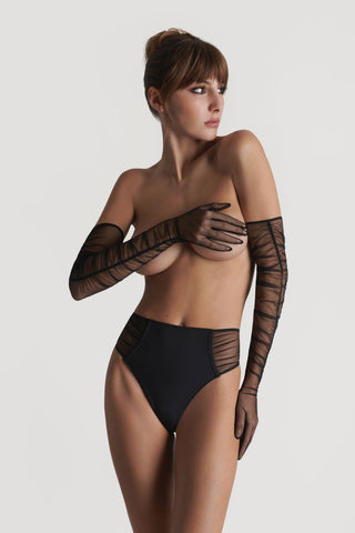 Scandale Nuit Fauve Openable High Waist Suspender Tanga Black