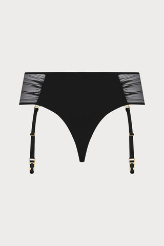 Scandale Nuit Fauve Openable High Waist Suspender Tanga Black
