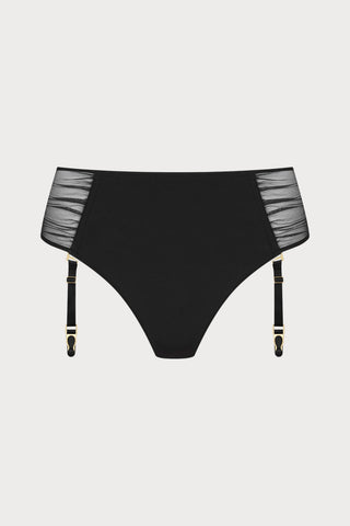 Scandale Nuit Fauve Openable High Waist Suspender Tanga Black
