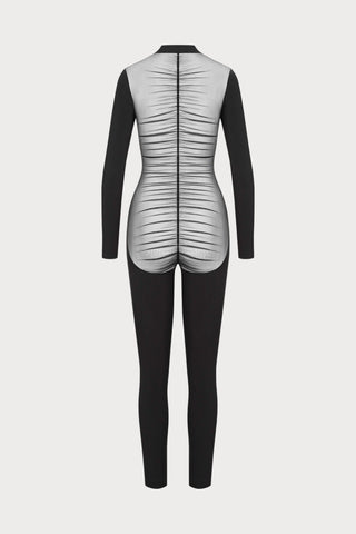Scandale Nuit Fauve Sheer Back Long Sleeve Jumpsuit Black