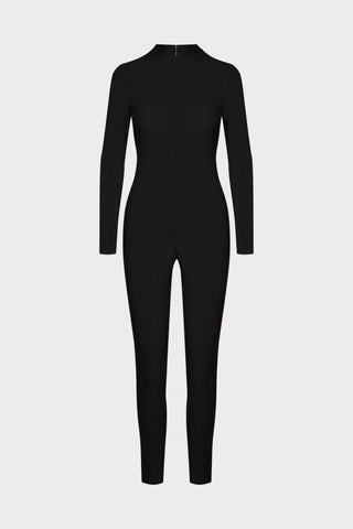 Scandale Nuit Fauve Sheer Back Long Sleeve Jumpsuit Black
