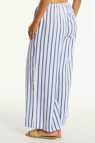 Sea Level Amalfi Blue Cotton Beach Pants - Luxury Resortwear