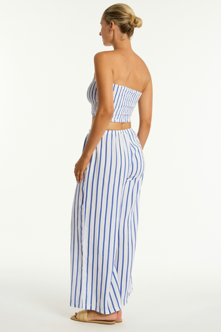 Sea Level Amalfi Blue Cotton Beach Pants - Luxury Resortwear