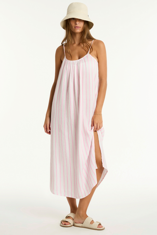 Sea Level Amalfi Pink Cotton Midi Length Beach Dress