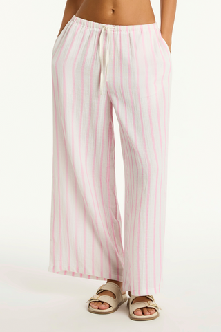 Sea Level Amalfi Pink Cotton Beach Pants - Luxury Resortwear