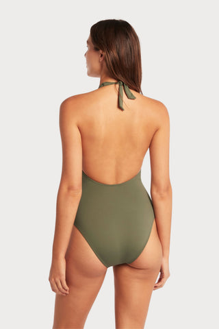 Eco Essentials Khaki Halterneck Swimsuit