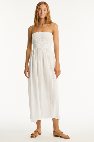 Sea Level Heatwave Long Bandeau Dress White