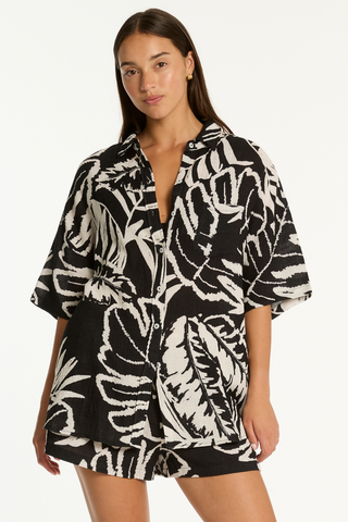 Sea Level Jungle Book Aloha Cotton Short Sleeve Shirt Black