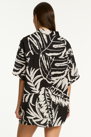Sea Level Jungle Book Aloha Cotton Short Sleeve Shirt Black