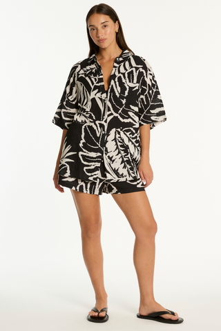 Sea Level Jungle Book Aloha Cotton Short Sleeve Shirt Black